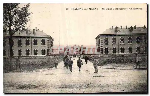 Cartes postales Militaria Chalons sur Marne Quartier Corbineau (5eme chasseurs)