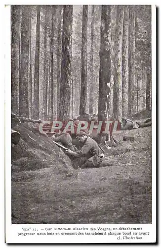 Cartes postales Militaria Sur le versant alsacien des Vosges un detachement progresse