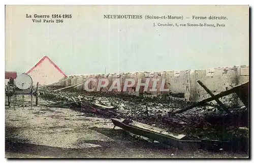 Cartes postales Militaria Neufmoutiers Ferme detruite