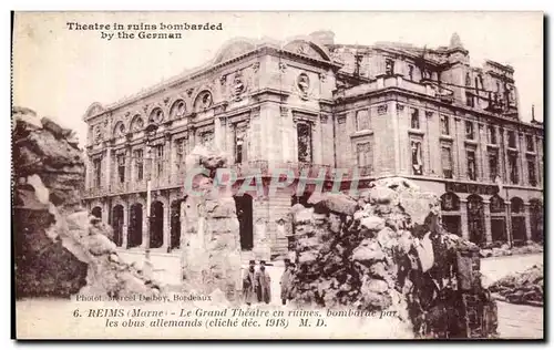 Cartes postales Militaria Guerre 1914 Reims Le grand theatre en ruines bombarde par les obus allemands