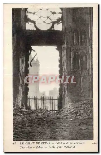 Ansichtskarte AK Militaria Guerre 1914 Reims Interieur de la cathedrale