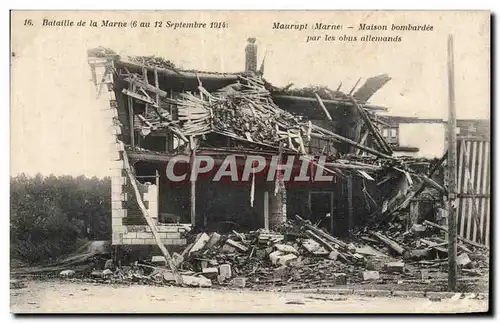 Ansichtskarte AK Militaria Guerre 1914 Bataille de la Marne Maison bombardee par les obus allemands