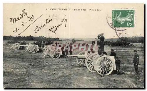 Ansichtskarte AK Militaria Au camp de Maillyu Ecoles a feu Prets a tirer CAnons