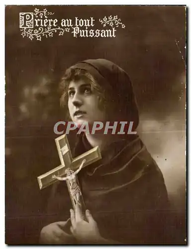 Ansichtskarte AK Fantaisie Femme Priere au tout puissant Croix Jesus