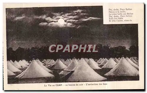 Cartes postales Militaria La vie au camp 10 heures du soir L extinction des feux