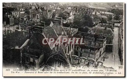 Ansichtskarte AK Militaria Panorama de Reims apres le 1er bombardement L archeveche