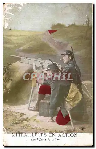 Cartes postales Militaria Mitrailleurs en actions Soldats