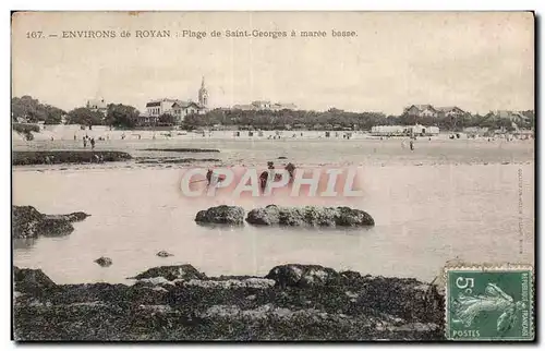 Royan - Plage de Saint Georges a maree basse Pecheurs - Cartes postales