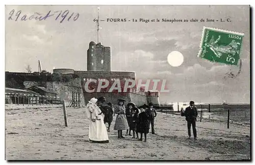 Ansichtskarte AK Fouras La plage et le semaphore au clair de lune Enfants