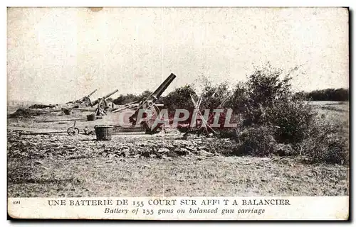 Cartes postales Militaria Guerre 1914 Une batterie de 155 court sur affut a balancier