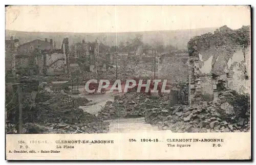 Cartes postales Militaria Clermont en Argonne La place