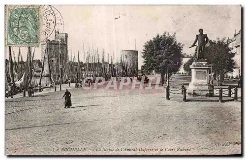 Cartes postales La Rochelle La statue de l amiral Duperre et la Cours Richard