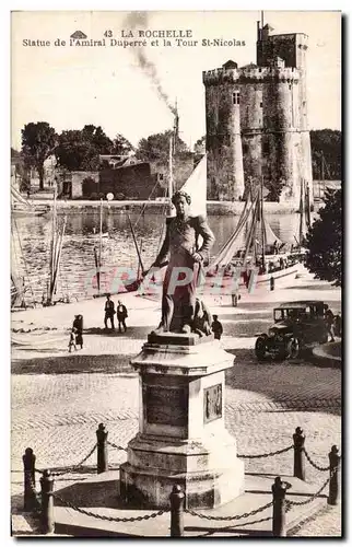 Cartes postales La Rochelle Statue de l amiral Duperre et la Tour St Nicolas