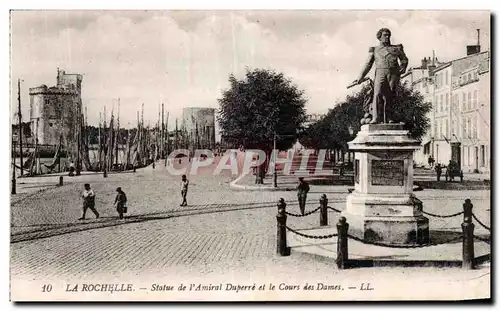 Cartes postales La Rochelle Statue de l amiral Duperre et le cours des Dames