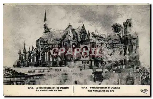 Cartes postales Militaria la guerre 1914 Bombardement de Reims