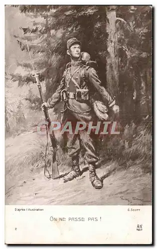 Cartes postales Militaria On ne passe pas ! Poilu