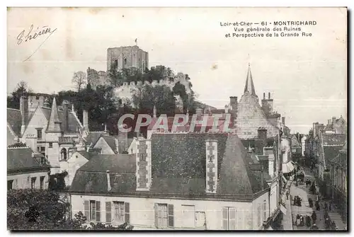 Cartes postales Montrichard Vue generale des ruines et perspective de la grande rue