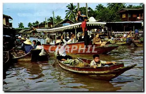 Cartes postales moderne Thailand Thailand Wat Sai Floating market Bangkok