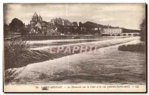 Cartes postales Saint Aignan Le deversoir sur le Cher et la vue generale