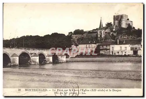 Ansichtskarte AK Montrichard Le pont sur le Cher et le donjon