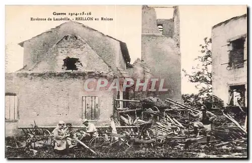 Ansichtskarte AK Militaria Environs de Luneville Reillon en ruines