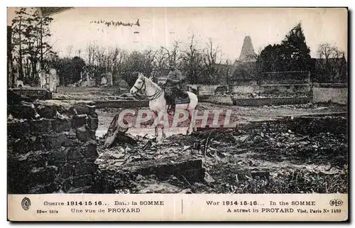 Cartes postales Militaria Dans la Somme Une vue de Proyard Cheval Horse