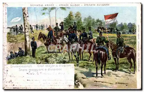 Cartes postales Militaria ARmee suisse Etat major de la division Stato Maggiore di divisione