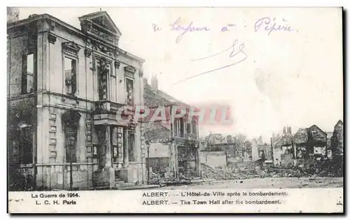 Cartes postales Militaria Guerre de 1914 1918 Albert L hotel de ville apres le bombardement