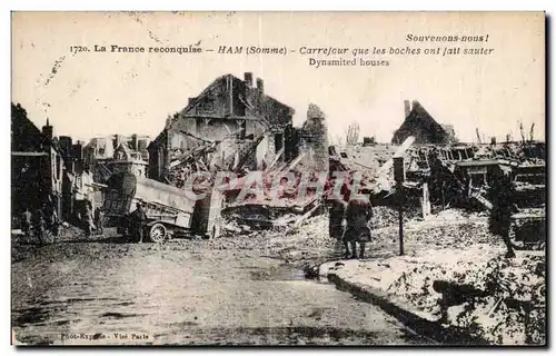 Cartes postales Militaria Guerre de 1914 1918 Ham Somme Carrefour que les boches ont fait sauter