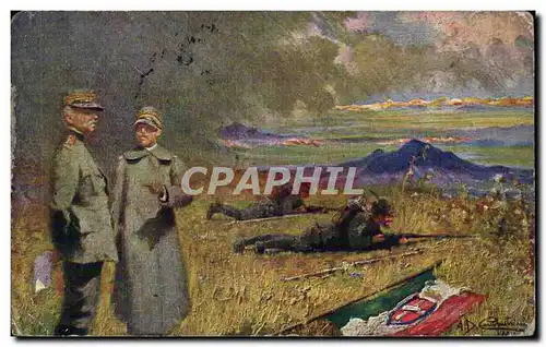 Cartes postales Militaria Soldats officiers sur le front