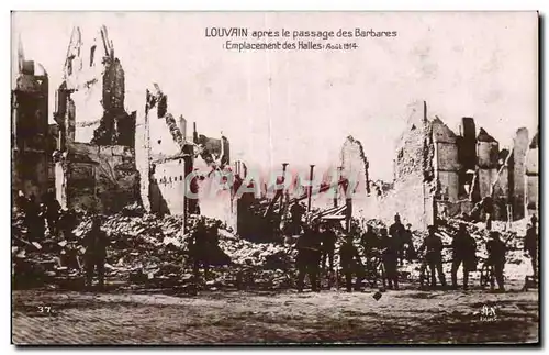 Cartes postales Militaria Guerre de 1914 1918 Louvain Belgique apres le passage des allemands