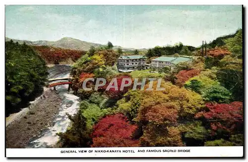 Moderne Karte Japon Japan Nippon Gneeral view of Nikko Kanaya Hotel and famous sacred bridge