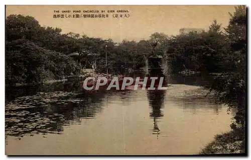 Cartes postales Japon Nippon Japan The Unkei Pond encirclerd by ever greens