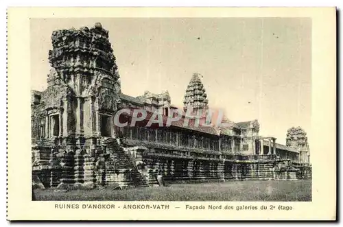 Cartes postales Cambodge Ruines D angkor Angkor Vath Facade nord des galeries du 2eme etage