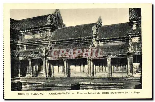 Cartes postales Cambodge Ruines D angkor Angkor Vath Cour ou bassin du cloitre cruciforme