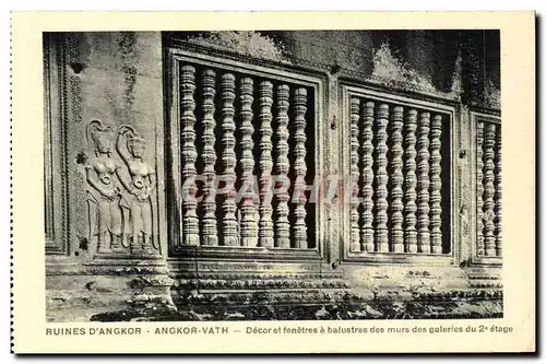 Ansichtskarte AK Cambodge Ruines D angkor Angkor Vath Decor et fenetres a balustrades des murs des galeries