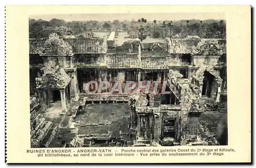Cartes postales Cambodge Ruines D angkor Angkor Vath Porche central des galeries Ouest