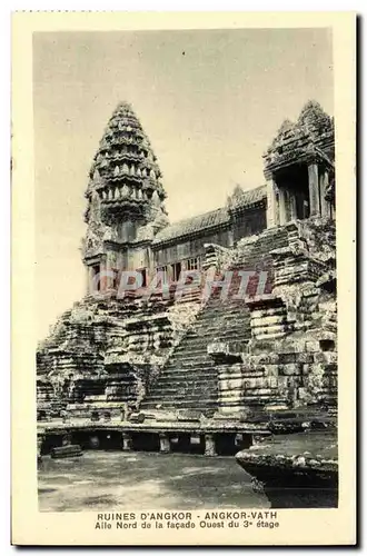 Cartes postales Cambodge Ruines D angkor Angkor Vath Aile nord de la facade