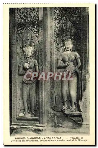 Ansichtskarte AK Cambodge Ruines D angkor Angkor Vath Tevadas et divinites brahmaniques