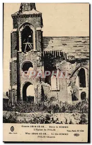 Cartes postales Militaria Dans la Somme L eglise de Folie