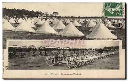 Cartes postales Militaria Camp de Chalons Campement d artillerie