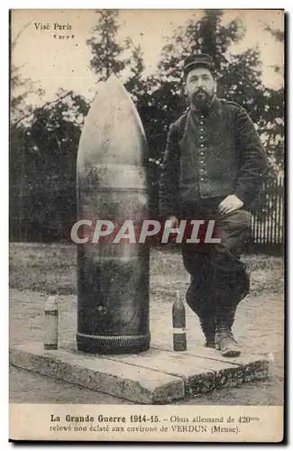 Ansichtskarte AK Militaria La grande guerre 1914 obus allemand de 420mm releve non eclate aux environs de Verdun