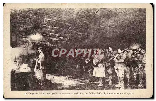 Cartes postales Militaria La messe de minuit en 1916 dans une casemate du fort de Douaumont transformee en chape