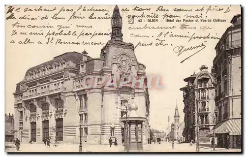 Cartes postales Dijon Hotel des Postes et rue du chateau