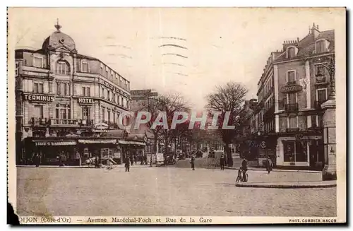 Cartes postales Dijon Avenue Marechal Foch et rue de la gare