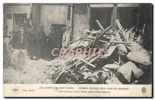 Cartes postales Militaria Les zeppelins sur Paris Crimes odieux des pirates boches