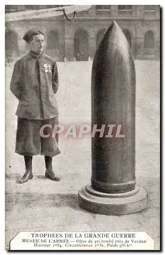 Ansichtskarte AK Militaria Trophees de la grande guerre Musee de l armee Obus de 420 tombe pres de Verdun