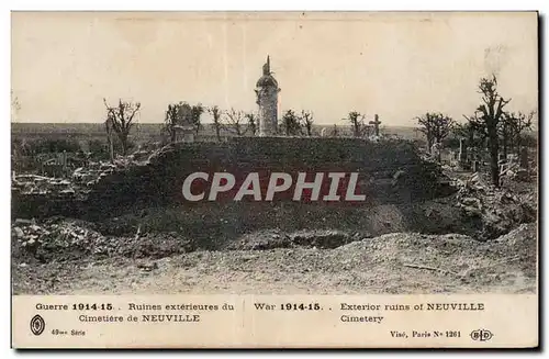 Cartes postales Militaria Ruines exterieures du cimetiere de Neuville