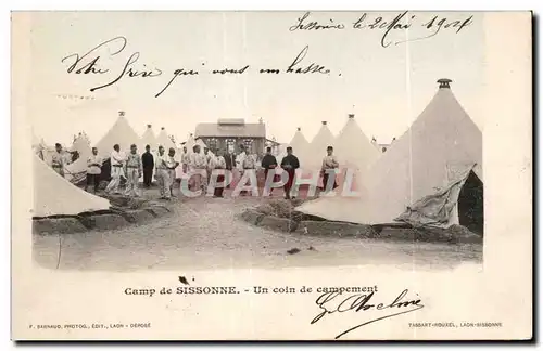 Ansichtskarte AK Militaria Camp de Sissonne Un coin de campement