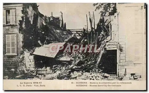 Ansichtskarte AK Militaria Soissons Maisons bombardees par les allemands